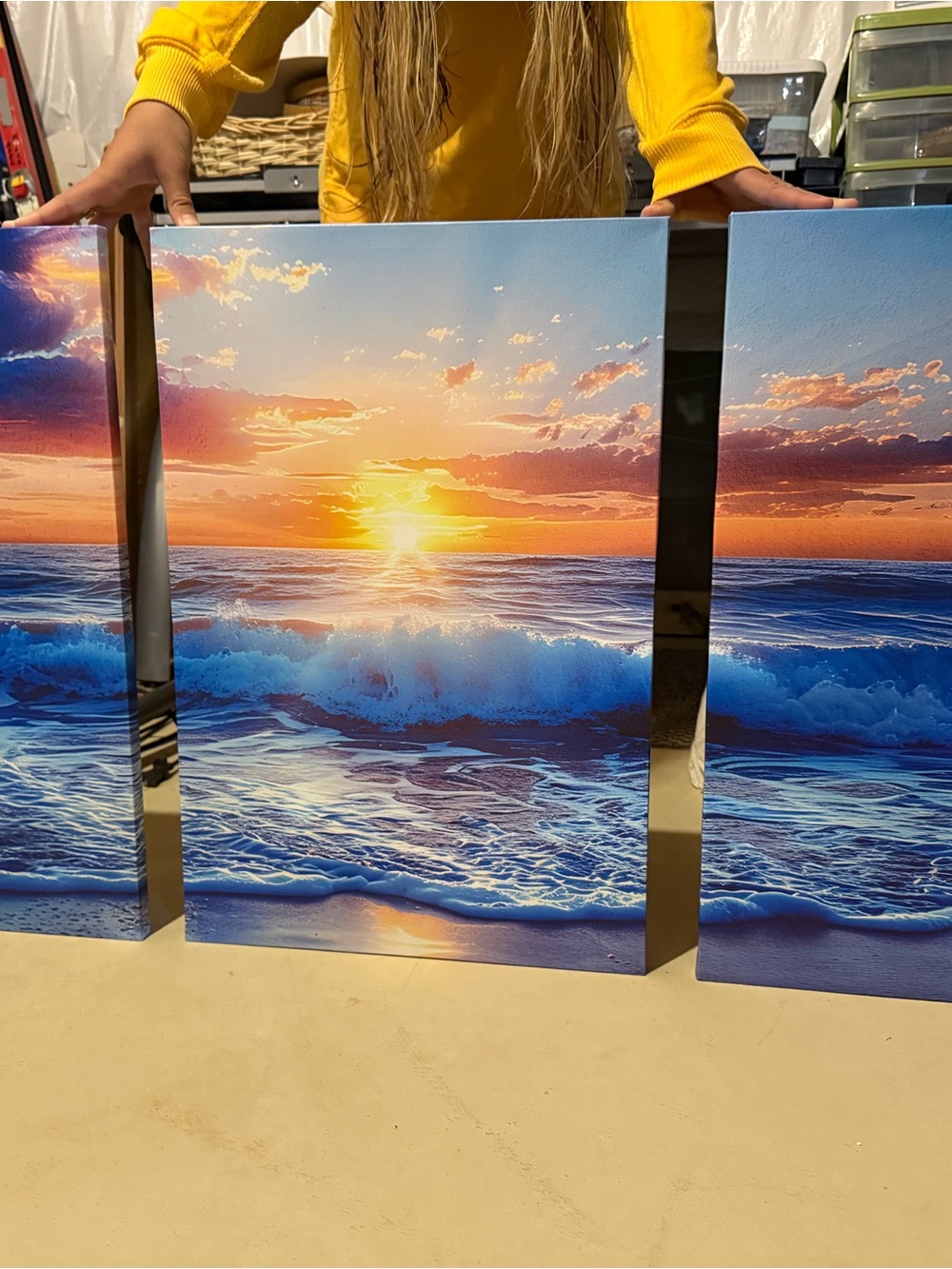 Sunset Ocean Canvas Wall Art - Vibrant Blue & Orange Seascape